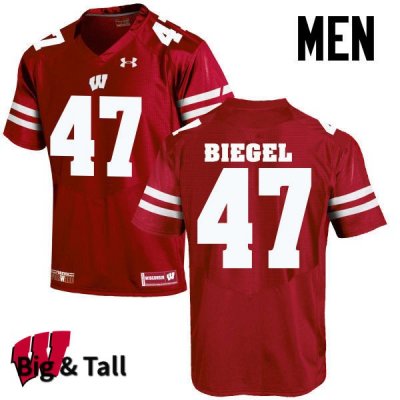 Men's Wisconsin Badgers NCAA #47 Vince Biegel Red Authentic Under Armour Big & Tall Stitched College Football Jersey CG31N63PR